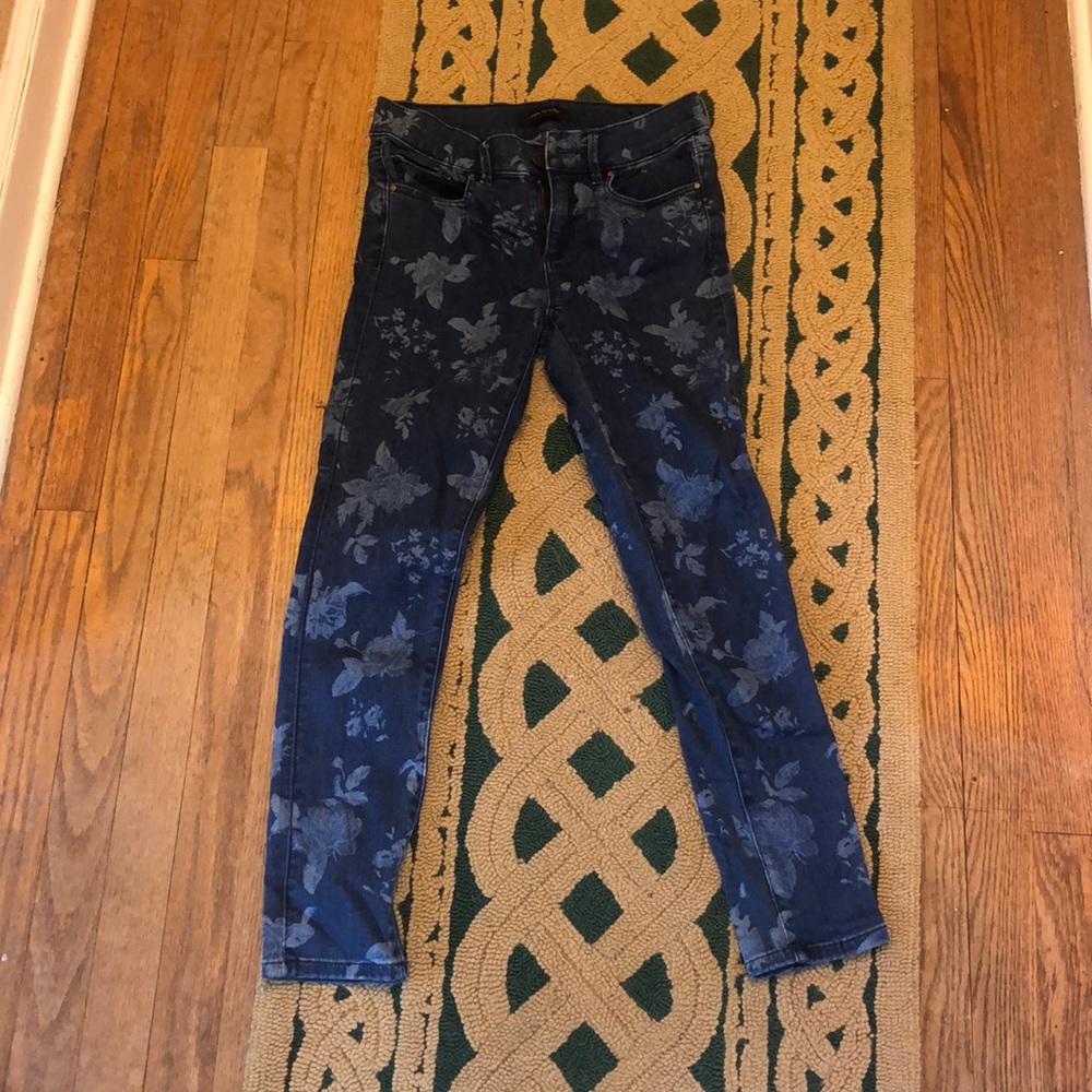 Ann Taylor floral print skinny crop jean